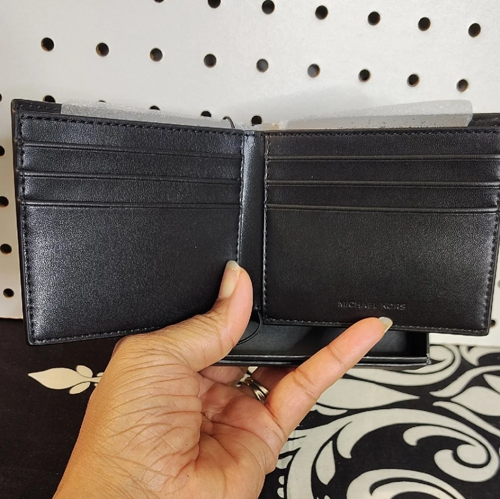 Michael Kors Black Textured Slim Money Clip Wallet